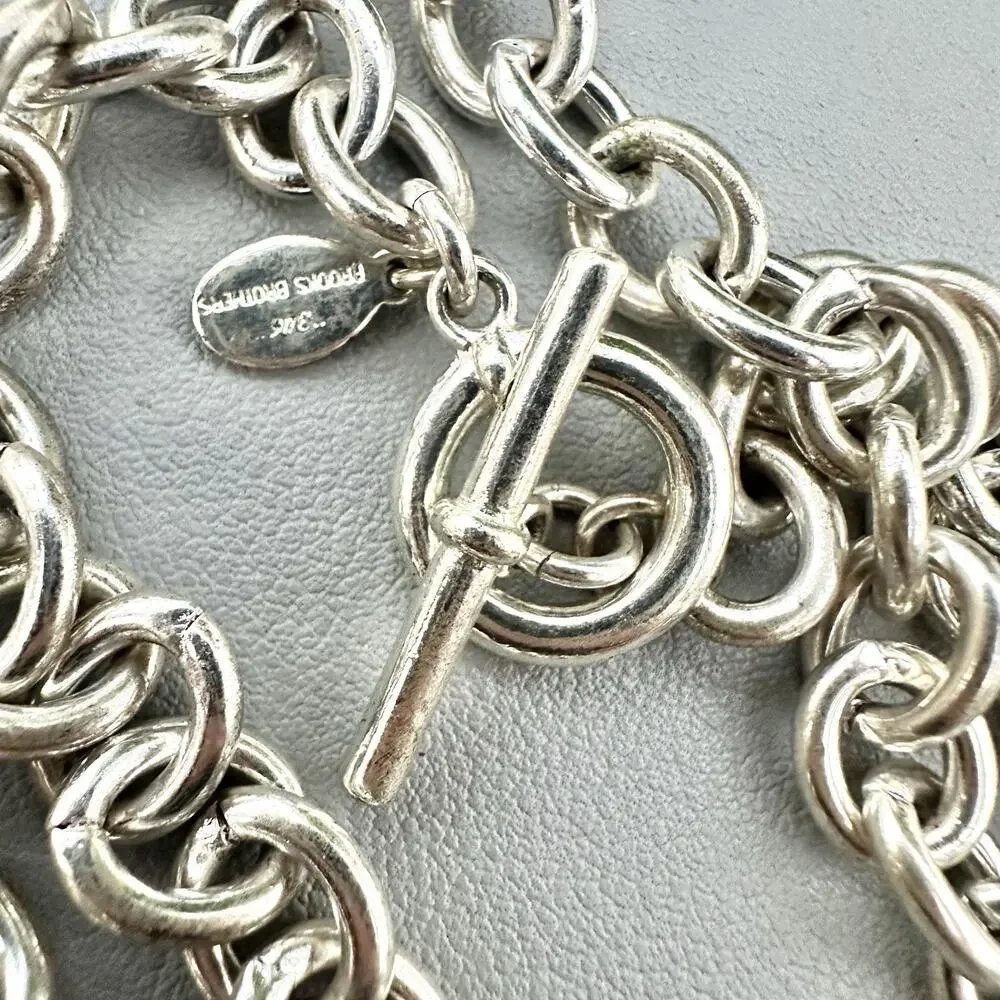 Brooks Brothers Chain Necklace 346 Silver Tone Link Toggle Designer Long 36”